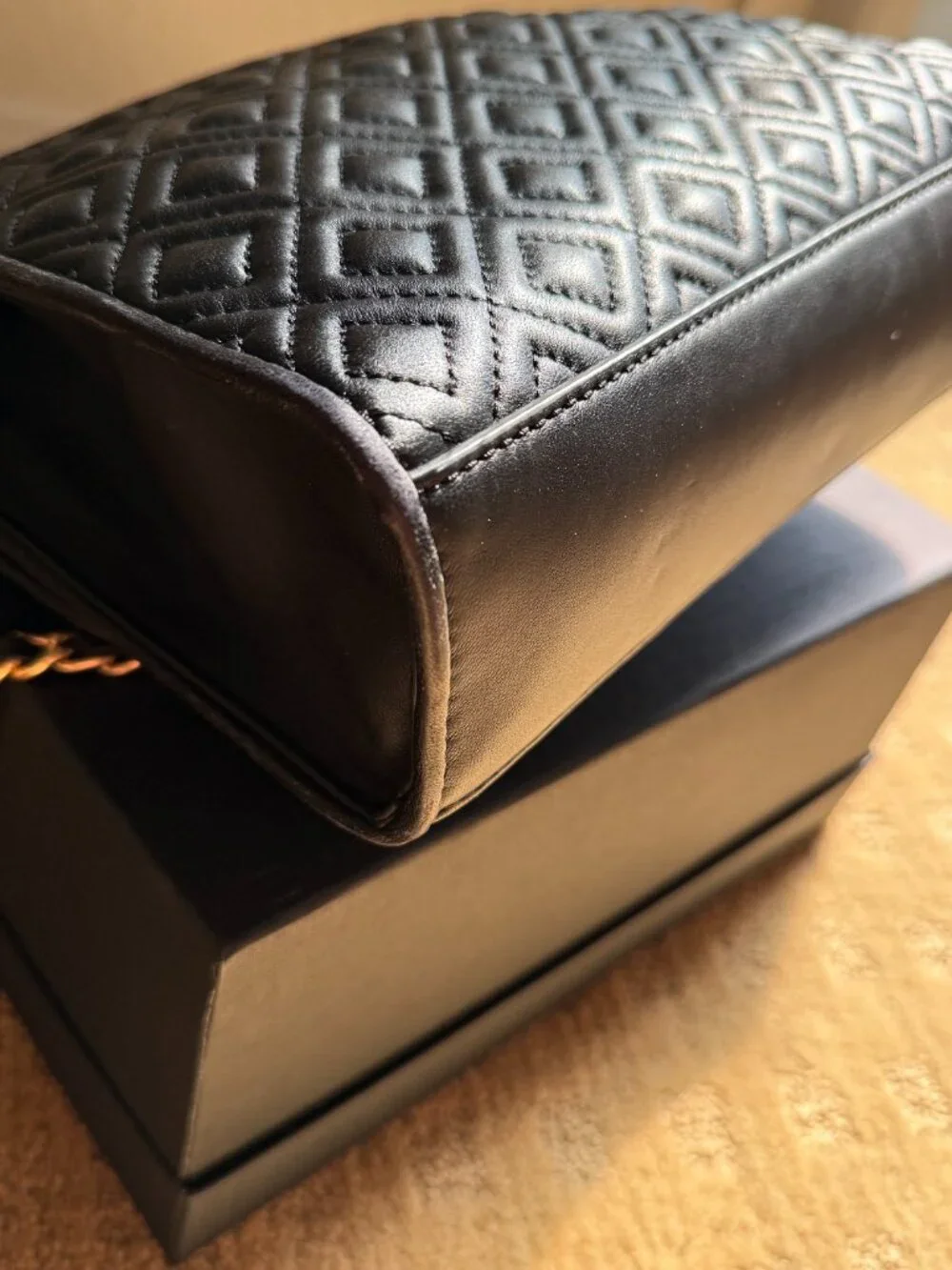 Tory Burch Black Fleming Quilted Convertible Bag and Complementary Wallet